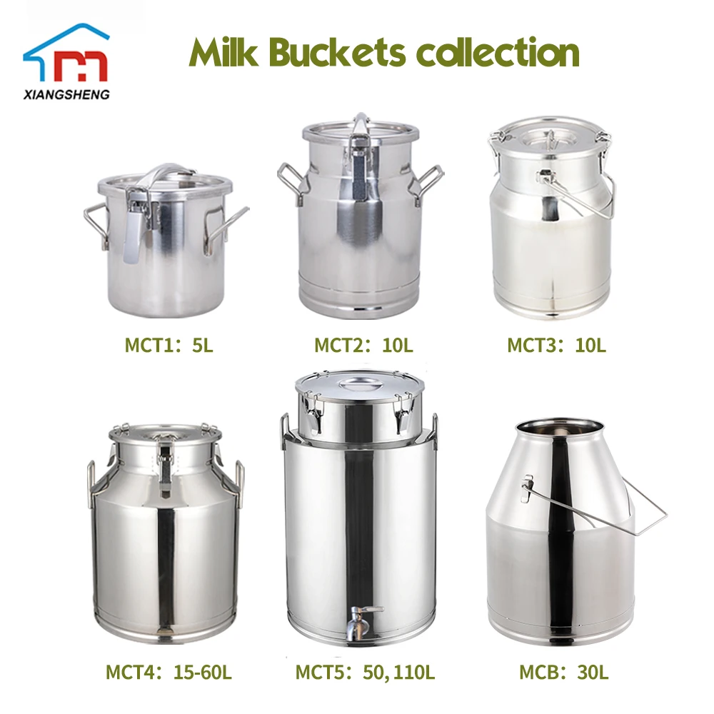 Stainless Steel Milk Can Wine Pail Bucket Water Jug oil Liquid Storage Pail with Lid Commercial Fermentation Barrel