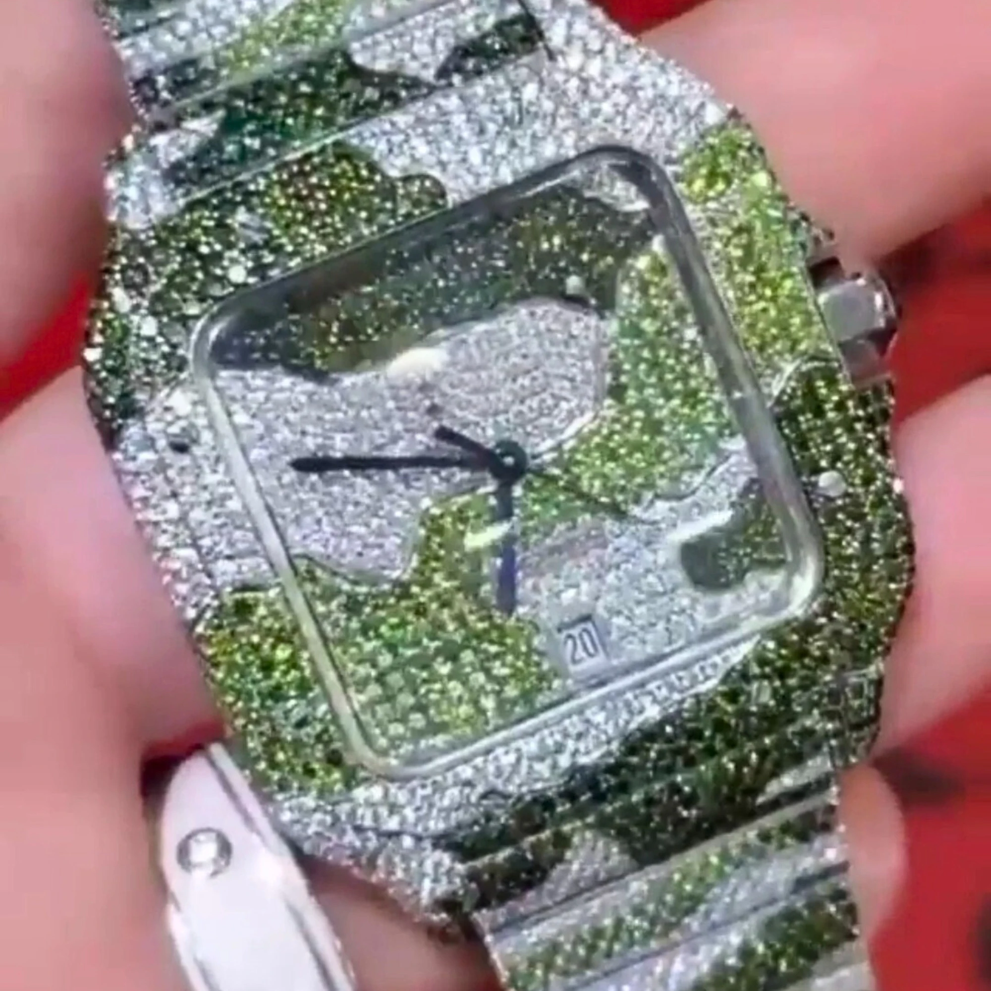 High Quality Iced Out Lab Grown  Watch For Men, Custom Theme Tiger Diamond Watches, Automatic Wrist Watch