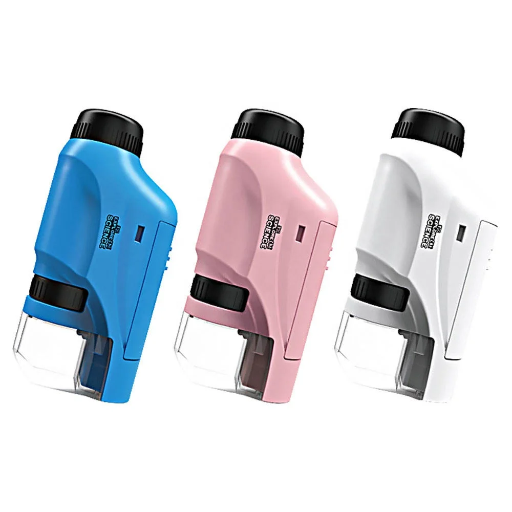 Kids Mini Pocket Microscope 60-120x Lab Handheld Microscope With LED Light Kids Science Microscope