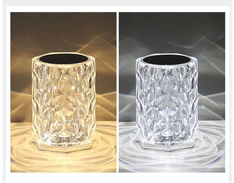 Stock Crystal Modern Luxury Usb Rechargeable Bedroom Wireless Touch Control Led Night Light Cordless Hotel  Bedside Table Lamps