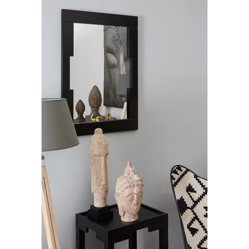 Black Sleek Square Wall-Mounted Makeup Mirror, High-Definition Reflection, Essential for Home Beauty Routine