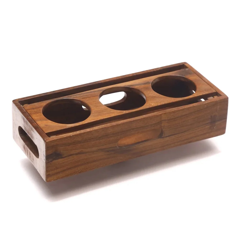 Set of 2 6Glass Capacity Glass Serving Wooden Tray With Antique Design Top Quality Wit Sizes 24x15x6.5 Cm at Cheap Prices