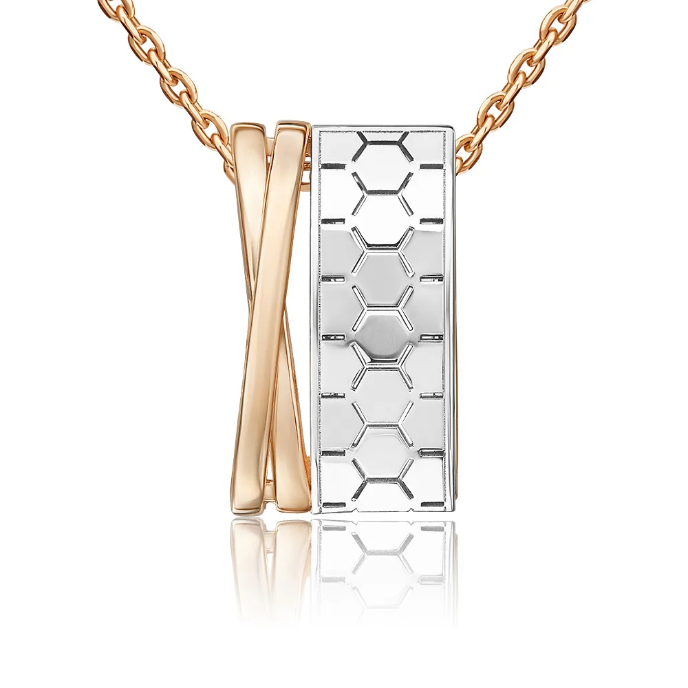 Combined 14K Pendant Solid Rose Yellow White Gold 2023 2024 Trendy Shine Geometry Fine Jewelry