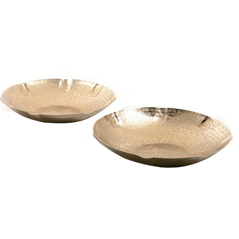 Custom Shape Decorative Handmade Design Melamine Finishing Fruit Salad Serving Bowl Aluminium Metal Rounded Sweet Serving Bowl