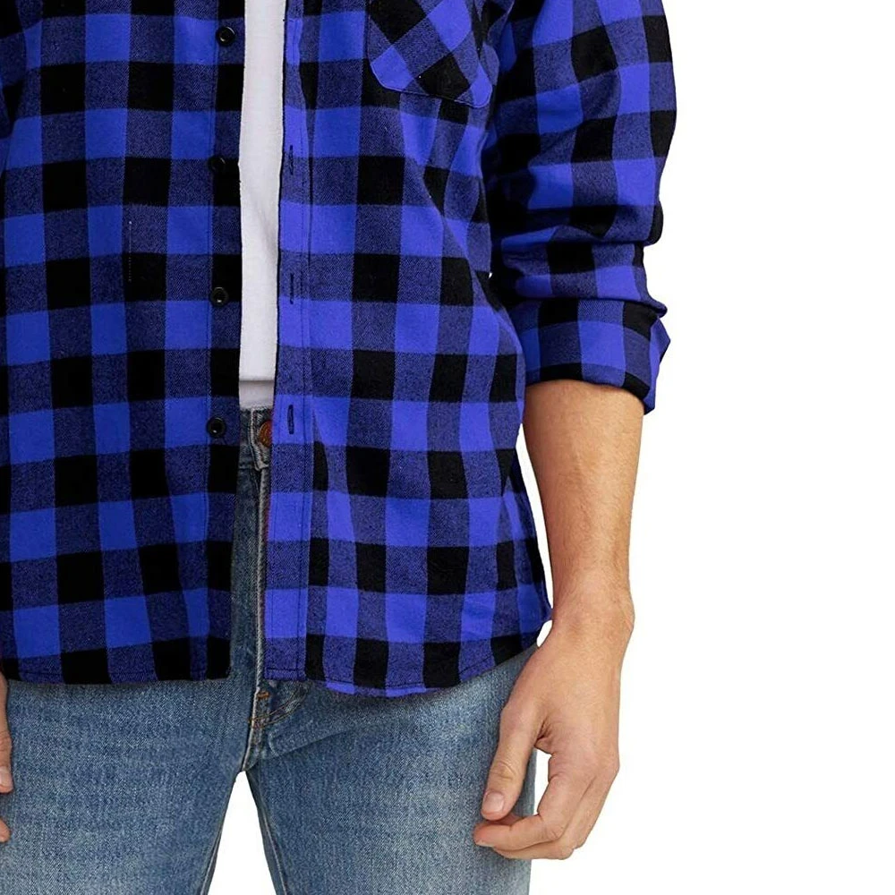 Men Breathable fashion clothing urban custom 100% cotton merino wool plaid shirt long sleeve wholesale flannel shirt for men
