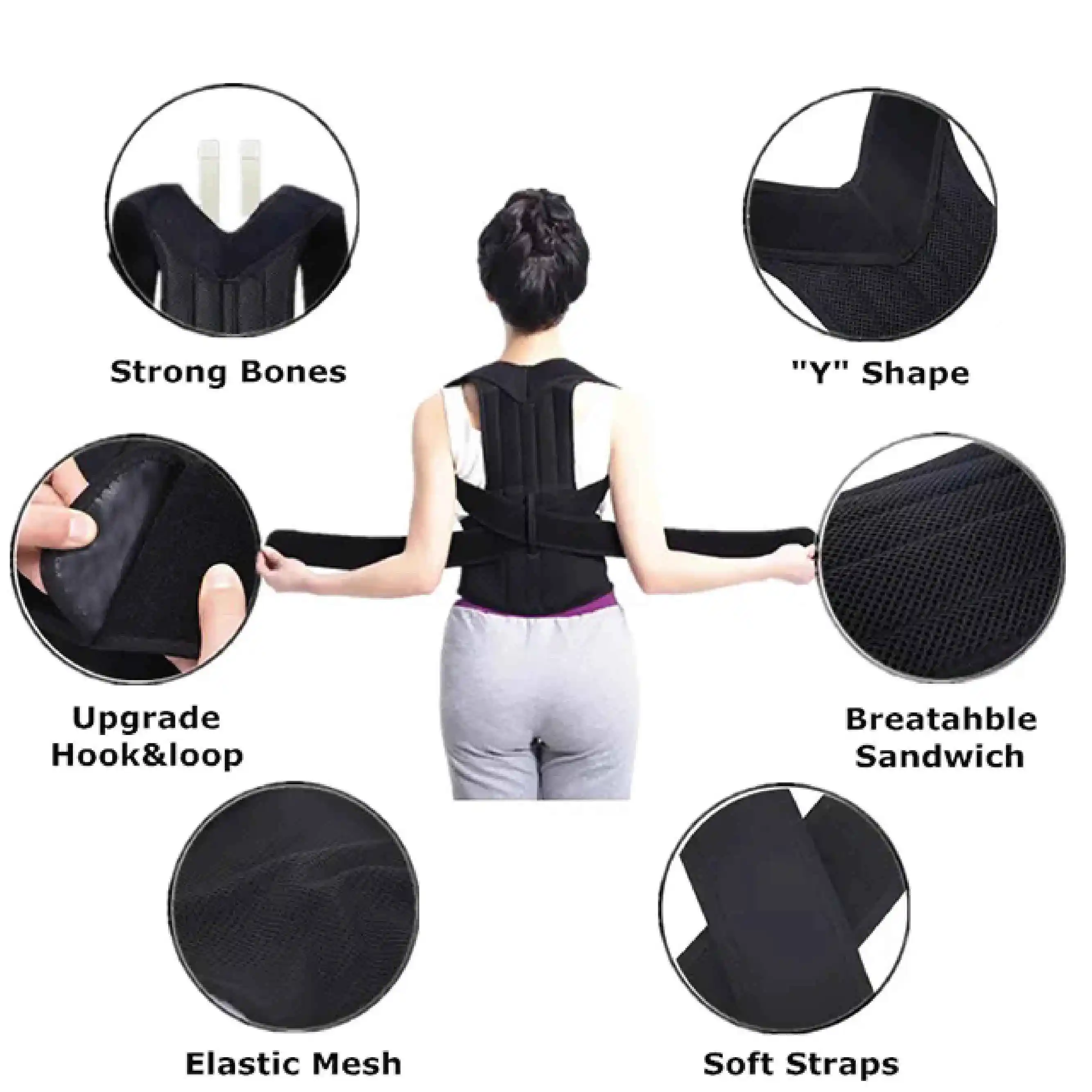 OEM 2023 Back Support Posture Correction Belt And Shoulder Support Belt Adjustable Back Brace Support belt
