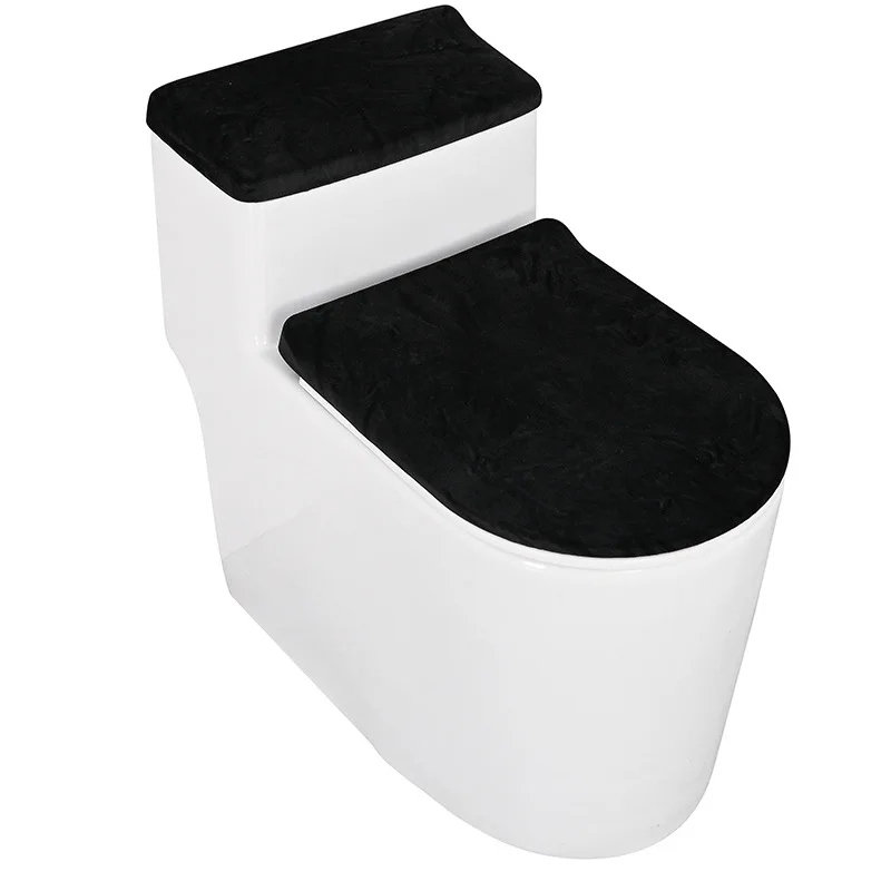 Solid color home Water tank cover toilet cover Sets bathroom velvet fabric toilet seat cover