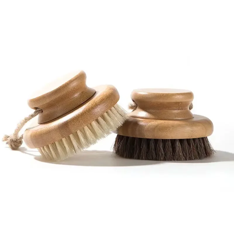 Private Label Dry Skin Wooden Bath Brush Natural Bamboo Sisal Bristle Body Brush For Cellulite Exfoliating