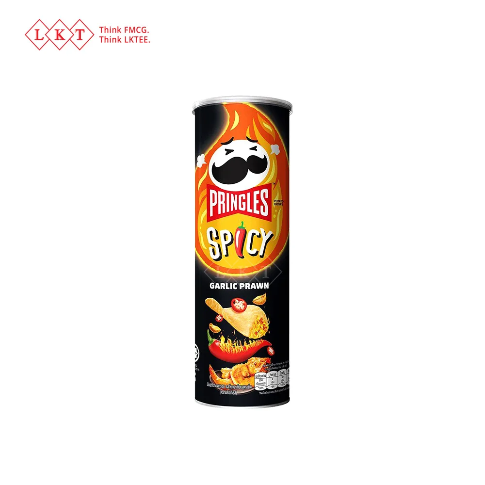 Potato Chips 102G Spicy Garlic Prawn Canister Exotic Snacks Direct Factory Export from Malaysia Wholesale Halal Certified