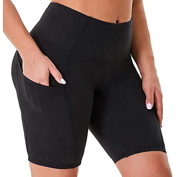 Wholesale Women Running Camo Printed Yoga Leggings With Pocket Spandex Sports High Waist Yoga Biker Shorts