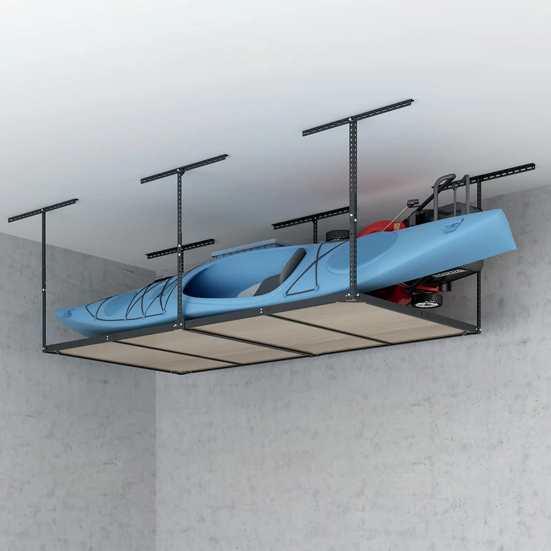 600lbs Weight Capacity Roof Rack Ceiling Rack 4x8 Overhead Garage Storage Organization System