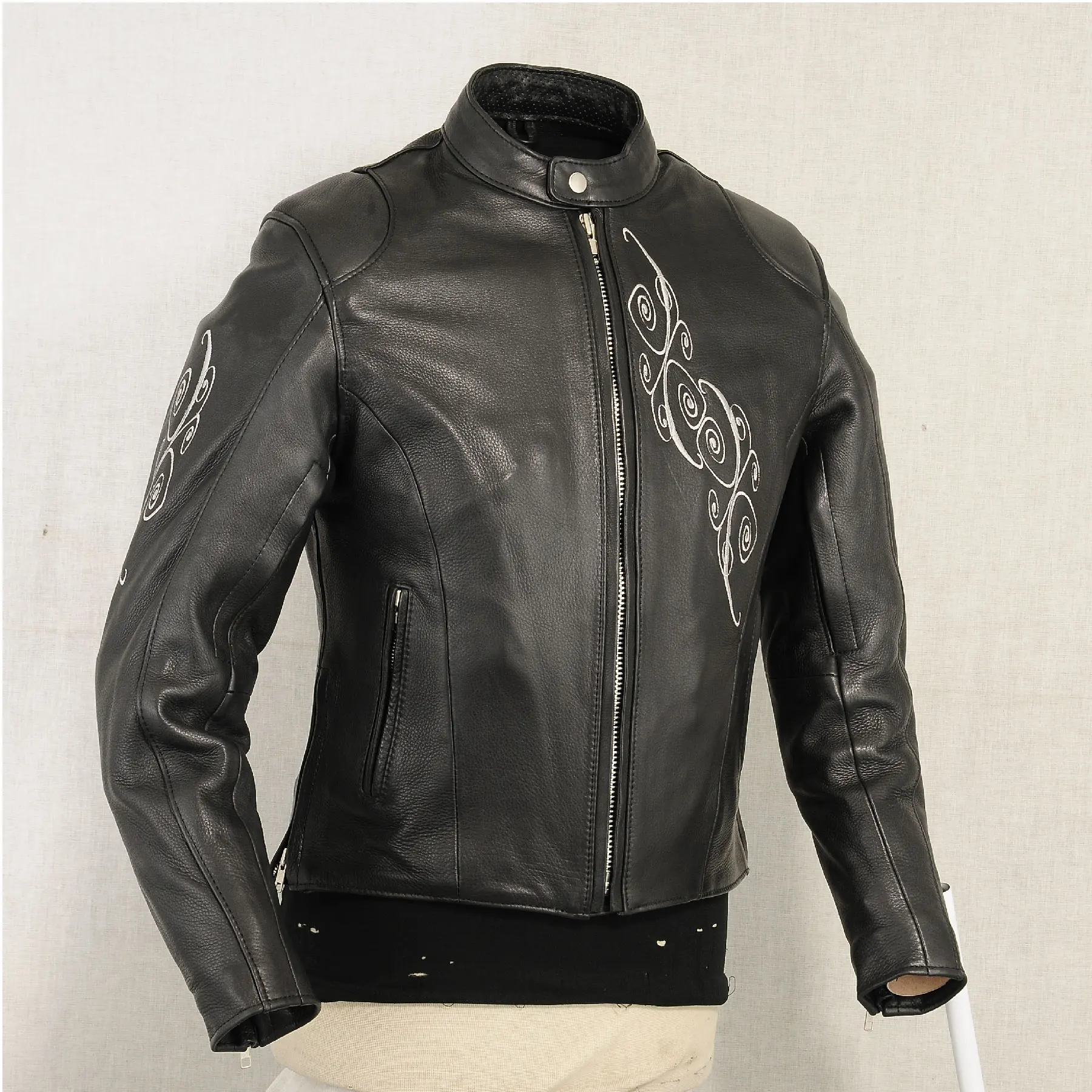 Turtleneck Collar wholesale cheap rate Premium High Quality Black Leather short Jacket full Sleeves unisex