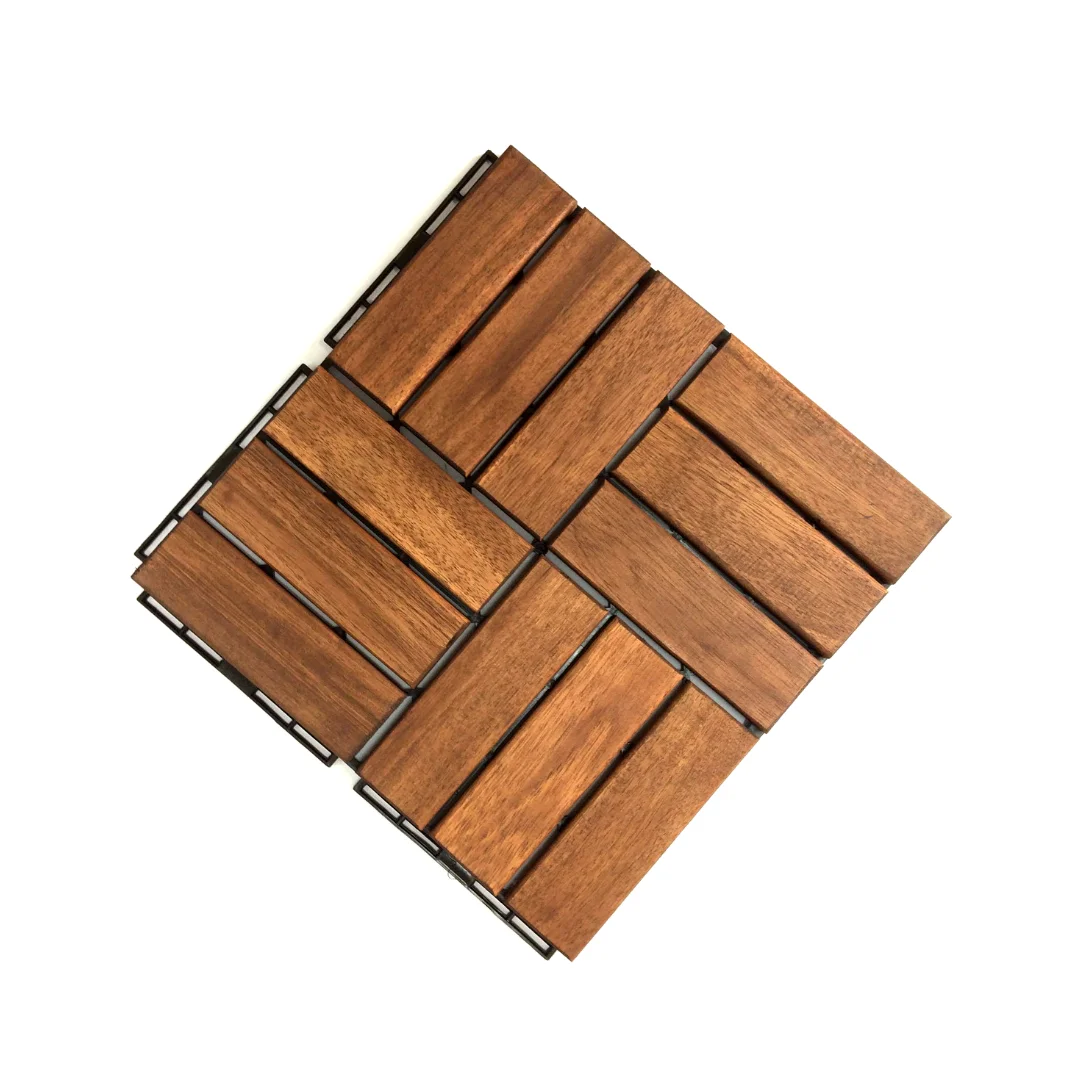 Cheap composite decking tiles wood deck tile 12  GV-012A slats wholesale Vietnam garden walkway 300x300x24 mm