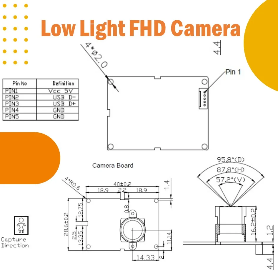 Embedded Low Light Night Vision 1080P Camera Module Made in Taiwan with USB 2.0 Interface