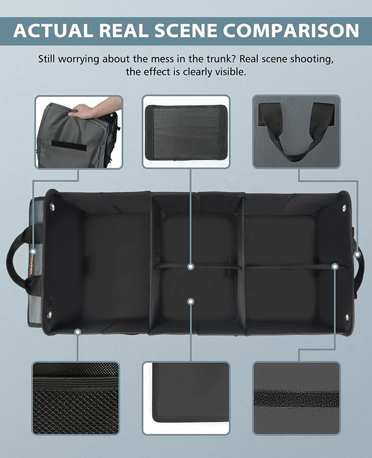 Органайзер для багажника автомобиля QSP050 с сумкой-холодильник, складной органайзер для багажника автомобиля, портативный органайзер для багажника внедорожника и хранение