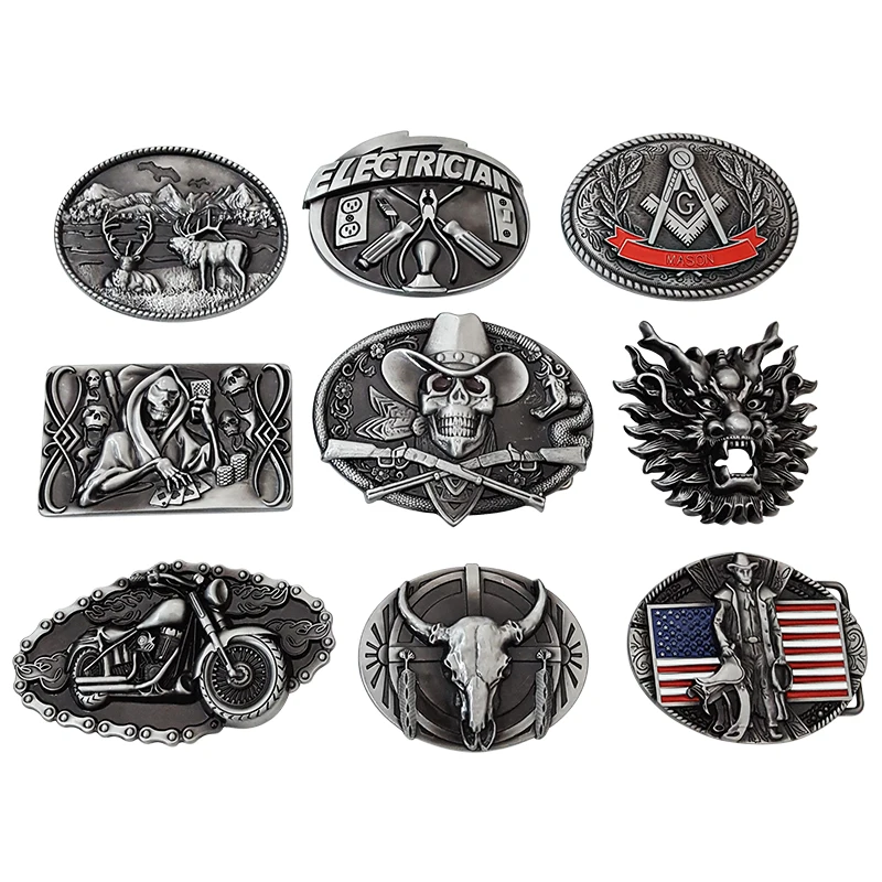 Handcrafted Custom 3D Engrave Red Sugar Silver Skull Belt Buckle For  Men