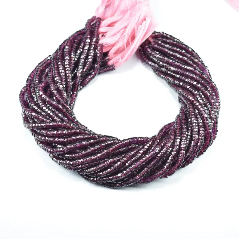 Natural Garnet Faceted Heishi Beads Strands 4-4.5mm Red Color Gemstone Beads Strings For Jewelry Making In Bulk At Factory Price