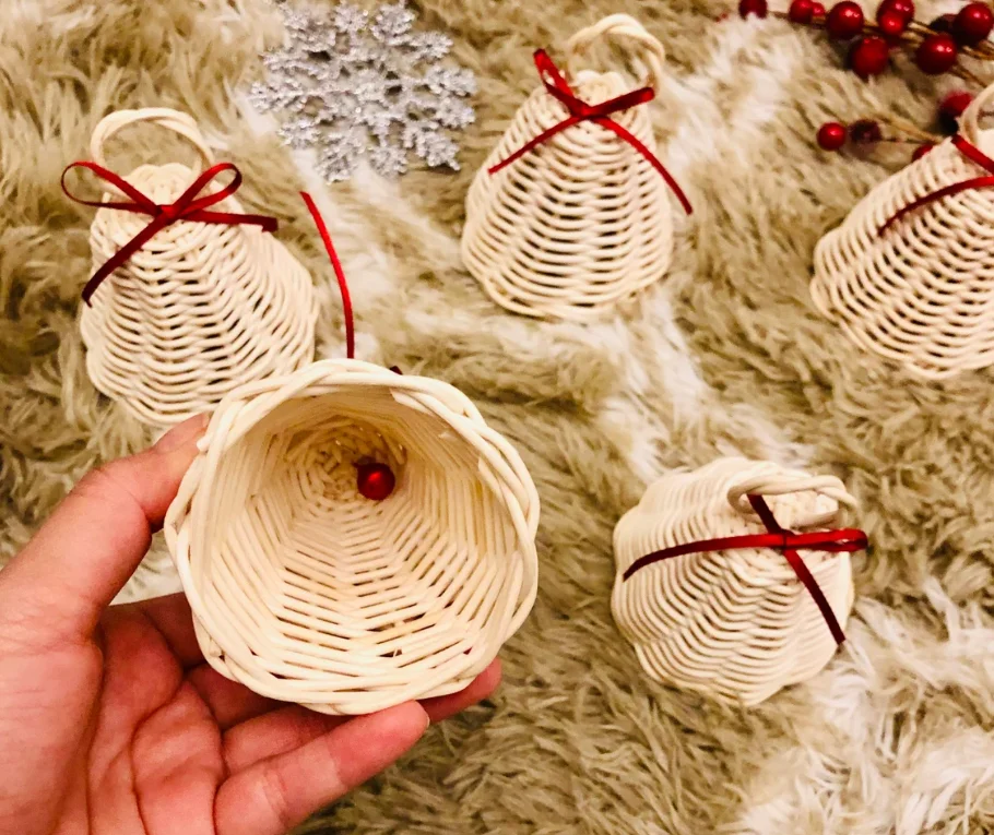 Best Seller Cheap Price Handmade Rattan Bell Christmas Bell For Home Decoration 2022