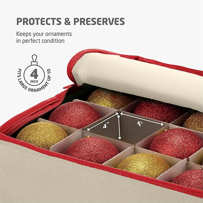 Christmas Ornament Storage Containers Organizer 6 Layers with Dividers Fits up to 72 Ornaments Balls