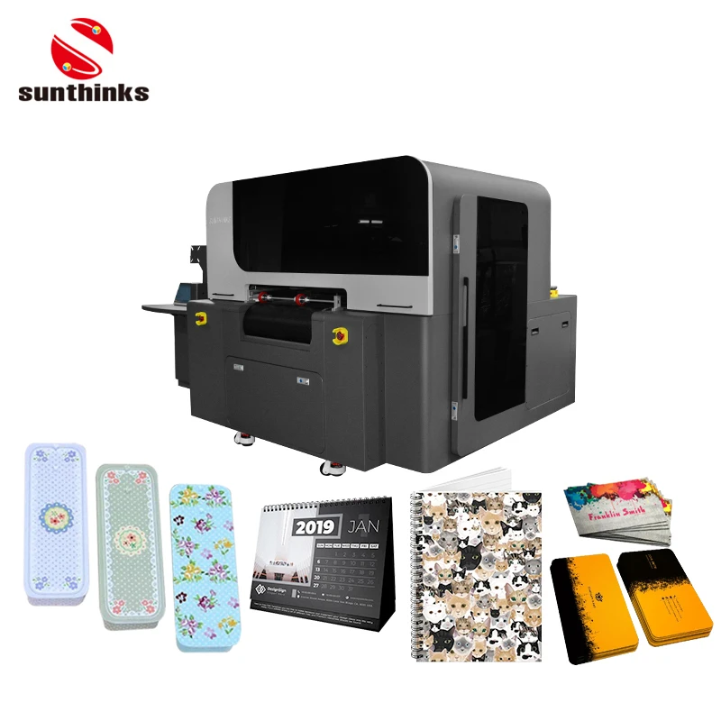 Sunthinks Plastic Cards UV Printing Machine High-Speed Printing Wooden Board Inkjet Printer Single Pass Digital UV Printer