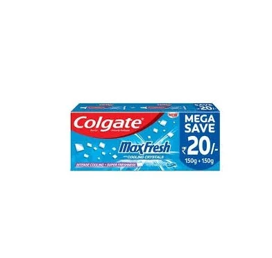 Col Gate Max Fresh Toothpaste with Fresh Blue Gel & Spicy Paste Menthol Cooling Crystal 150 G+ 150 g  at Best Price family Pack