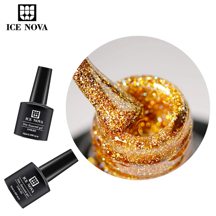 ICE NOVA Starry Gel Polish Wholesale Oem Newest Colors Starry Silver Flake Vegan Gel Polish Set Soak Off For Christmas Day