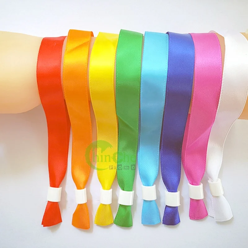 Festival event ribbon fabric wrist band custom vip ticket event bracelet woven wristband