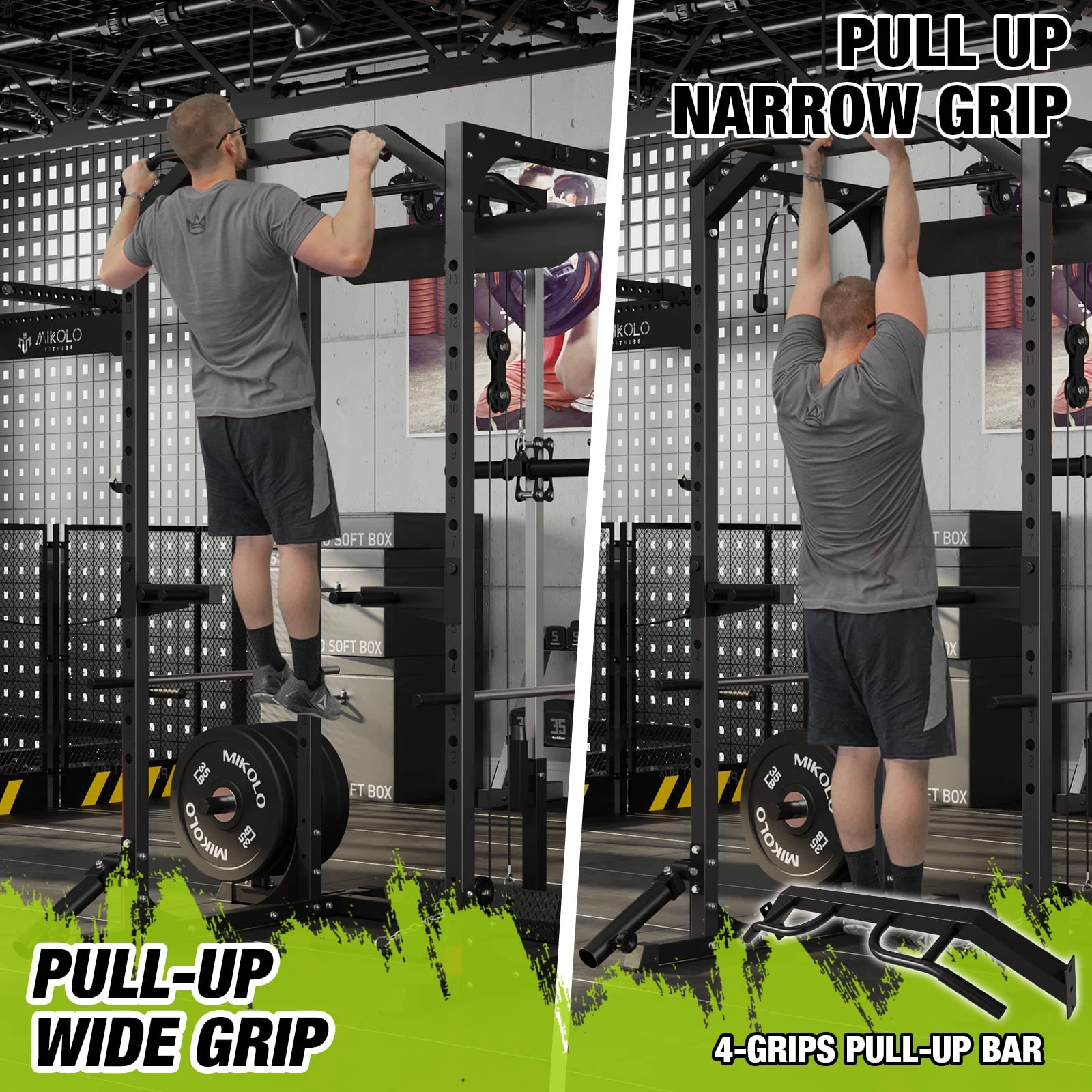 Power Rack All In One Multi Functional Fitness Trainer With Pulley Cable Crossover Full Cage Squat Rack