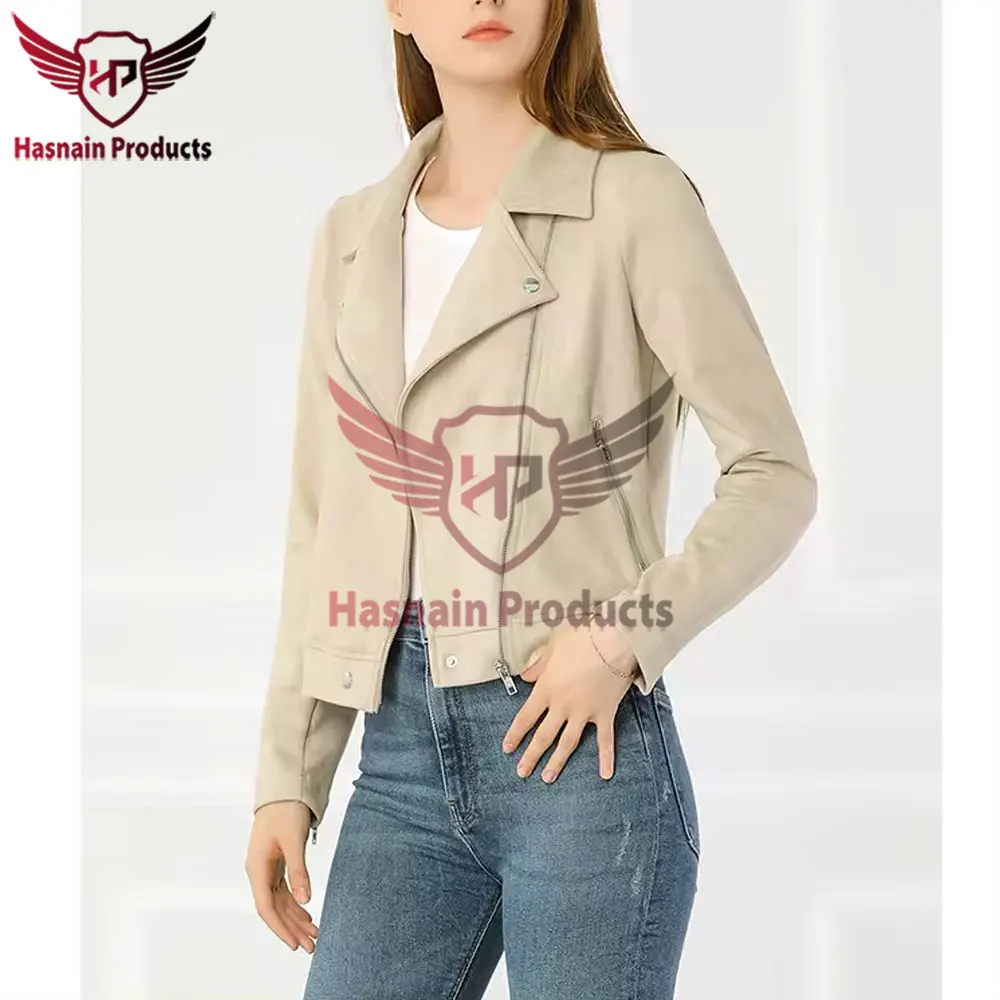 Custom OEM Design Woman Sheepskin Suede Leather Jacket for Girls - Young Fashion Winter Wear Woman leather jacket