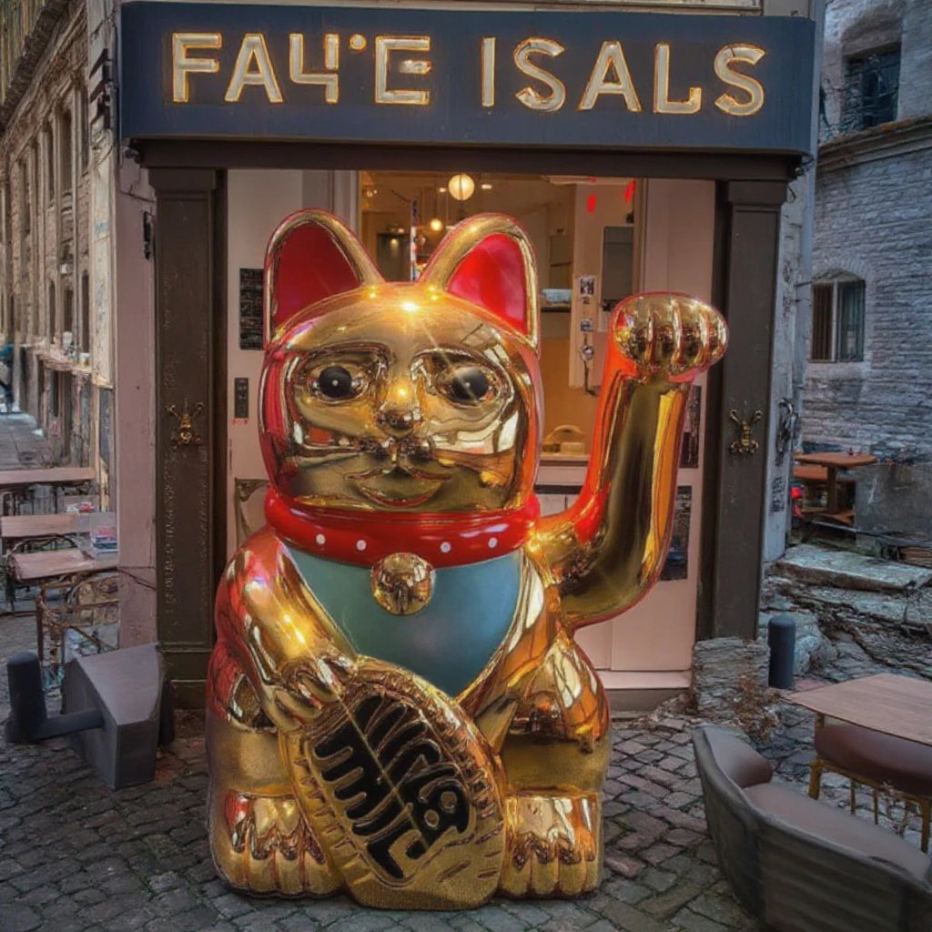 Скульптура кота удачливого удачи высотой 2 м-Стеклопластиковая статуя животного из смолы для украшения входа в отель/торговый