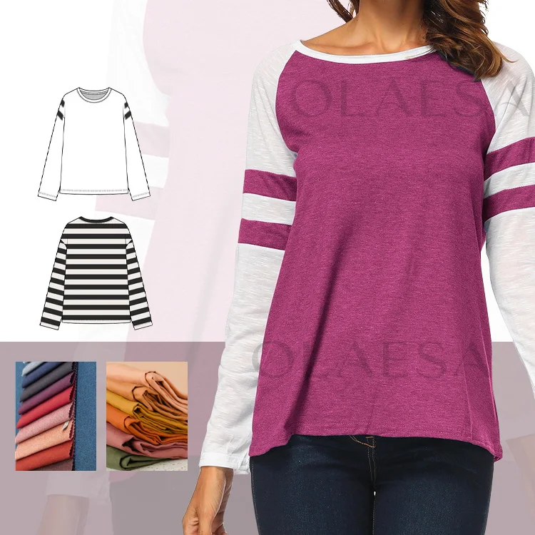 Женская футболка в полоску с длинным рукавом