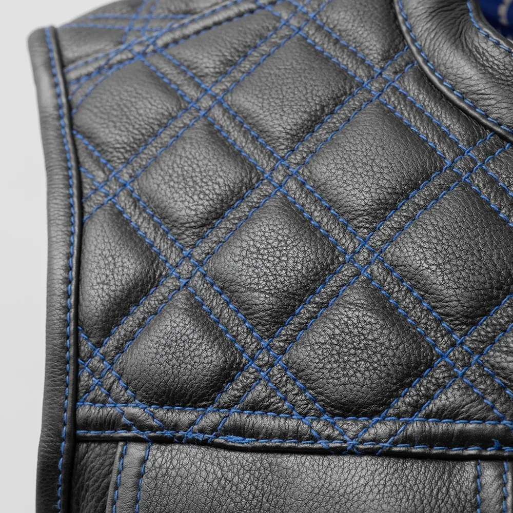 Club Style Men Black Blue Cowboy Vest Light Brown Leather Biker Vest Motorcycle Motor Bike Vest