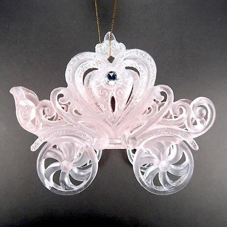 Christmas New Year Decoration Clear with Irrid Plated Acrylic 3D Heart Shape Wagon Ornament