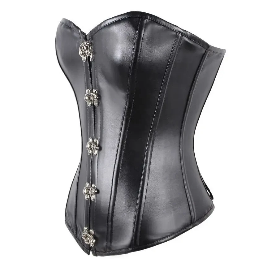 Leather Full Bust Corset For Ladies Genuine Leather Waist Shapers Customized True Black Leather Lingerie body shaping shapewear