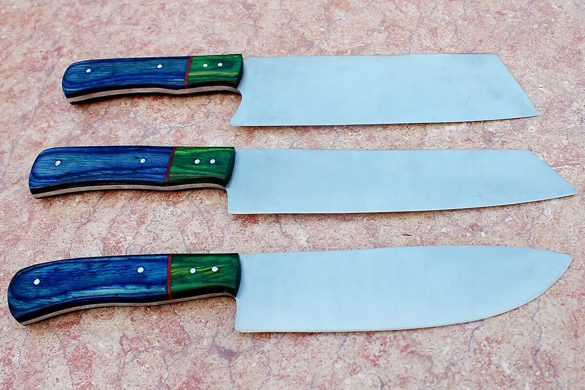 Top Quality Custom Handmade Stainless Steel Professional  Chef Kitchen Knife Wood Handle  With Leather Sheath