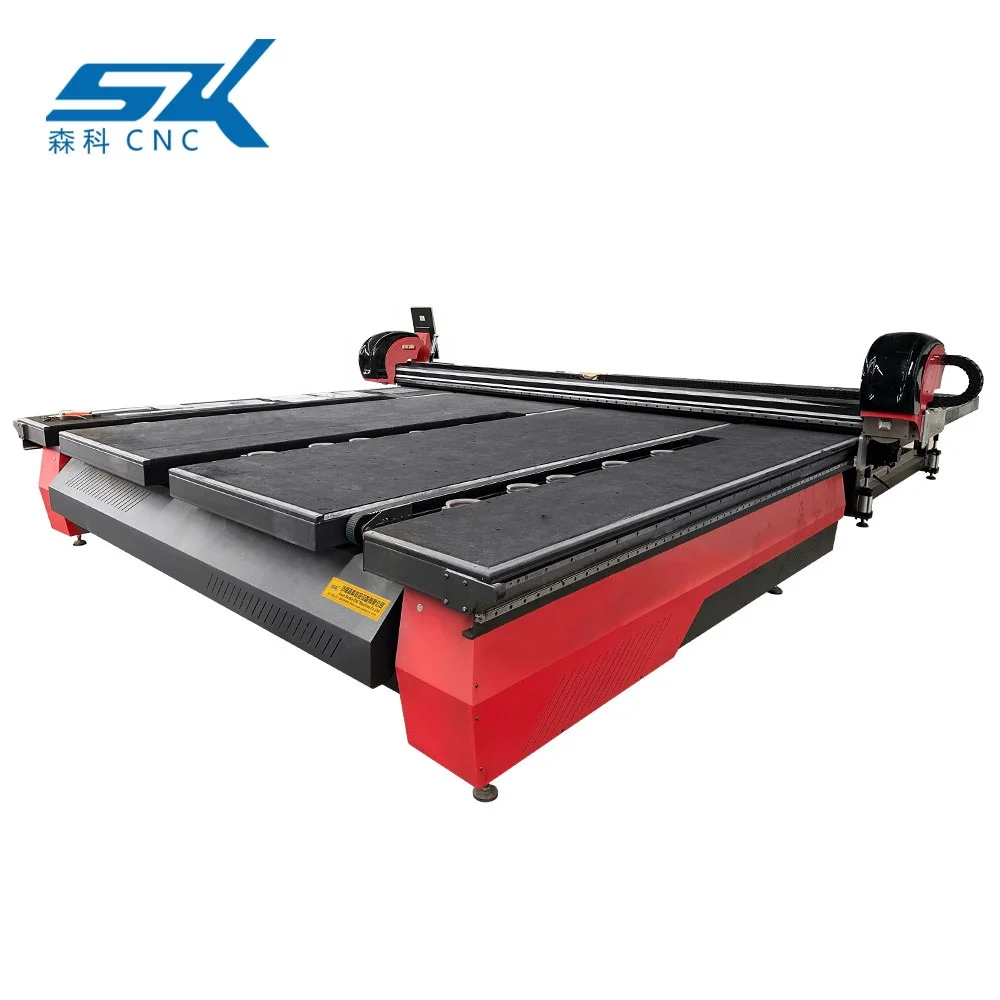 full automatic round curtain wall glass  bathroom mirror loading cutting breaking machine equipment with three loading arms