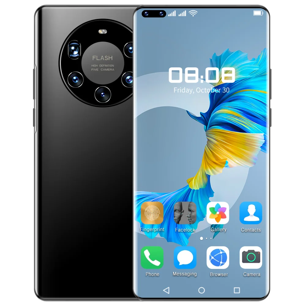 Mate40 Pro 7.3 Inch HD Screen Android Smartphones 12GB+512GB 5G LET 10-Core MTK6889 Dual SIM Mobile Phone GPS Cell Phones
