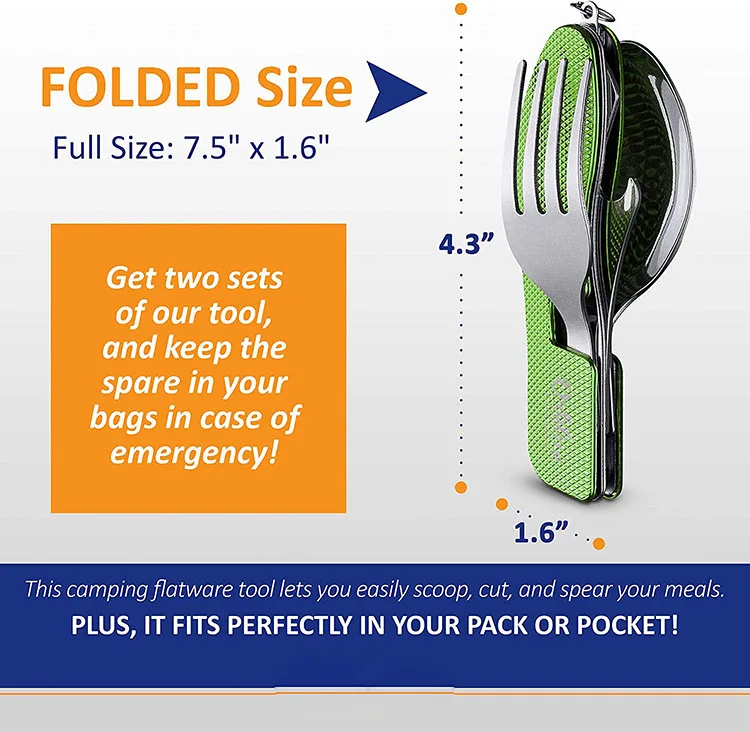 Набор вилок ложек ножей и открывалки для бутылок набор столовых приборов кемпинга оптовая продажа 4 в 1 складная нержавеющая сталь металл