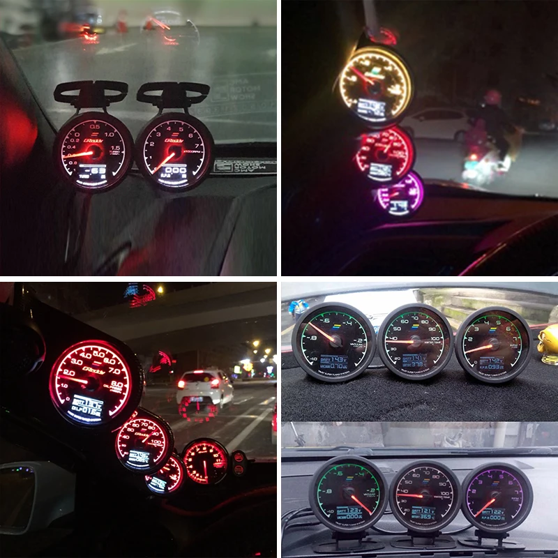 62mm GReddi Meter 7 Colour LED Digital Meter Boost Turbo Volt Display Water Oil Temp Fuel oil Pressure RPM Vacuum AFR Gauge