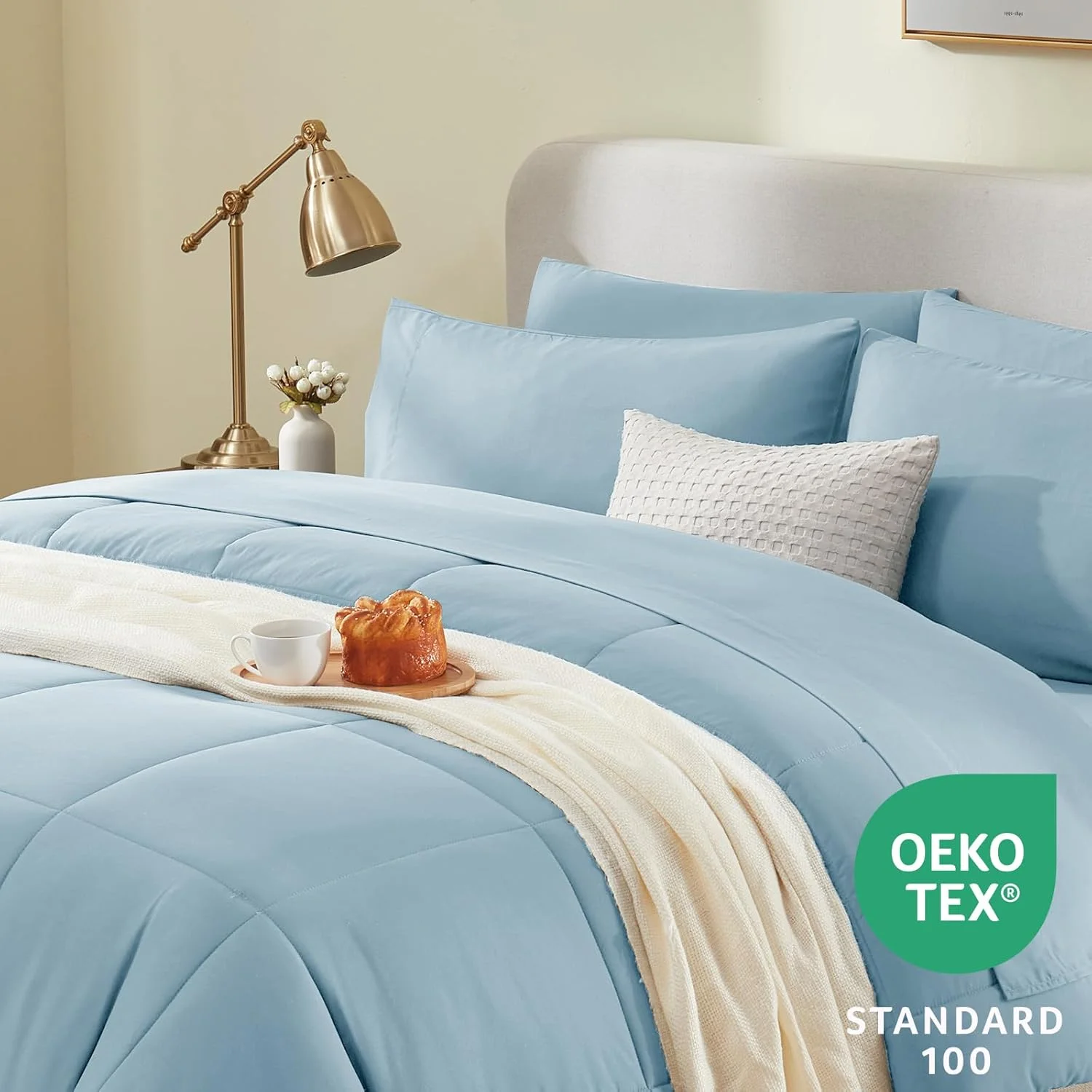 Queen Comforter Set 7 Pieces Bed in a Bag Set Black Bedding Sets Queen With All Season Quilted Comforter