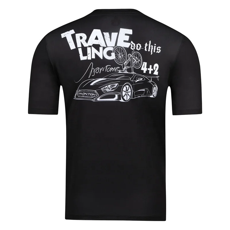 Monton 100% Polyester Print Quick Dry Men Outdoor Short Sleeve Running Tee Cycling T Shirts