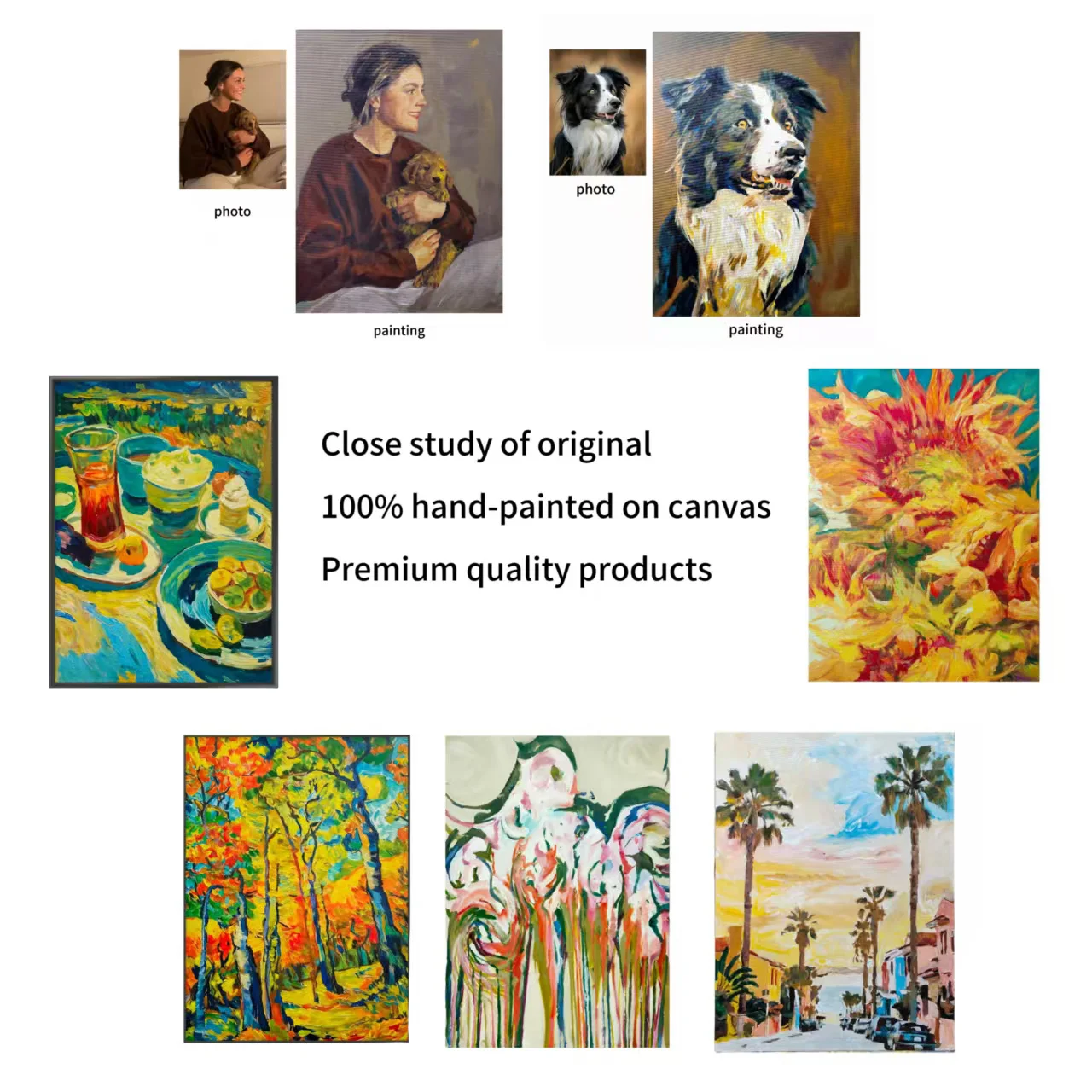 Handmade 100% Impressionist Oil Painting Animal-themed Pet Cat  Portrait on Canvas Framed Anime Design Style Gift
