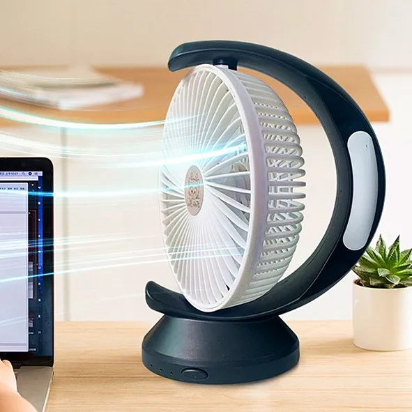 Portable Fan USB Rechargeable Small Air Cooler Desktop Fan with LED Light