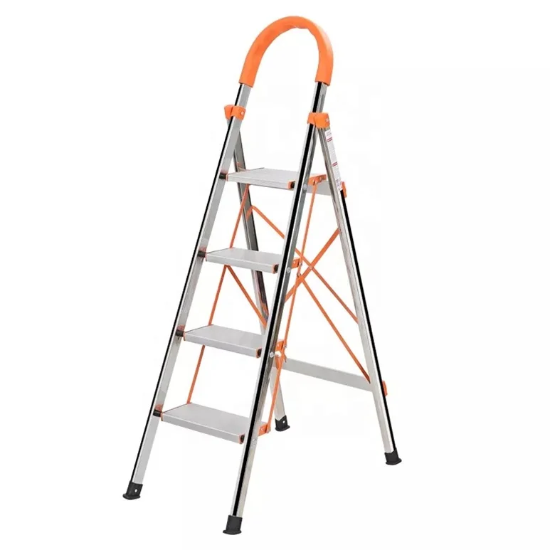 Popular  safety wide step 4 steps steel aluminum household ladder for home