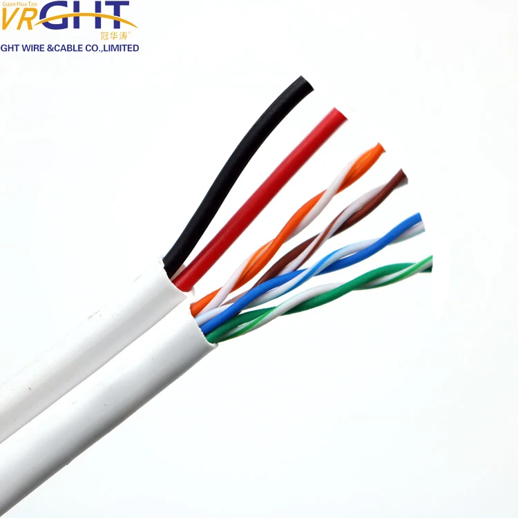 High speed CCA 23awg 2 pair Cat6 utp LAN cable with 2C copper power cable wire