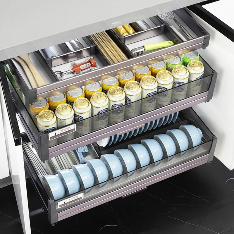 Кухня раздвижные организатор шкаф корзина из нержавеющей стали в виде Блума стеллаж для хранения выдвижной хром черный WTB-017