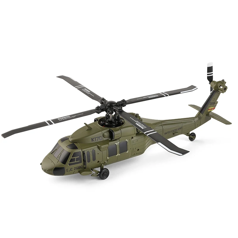Origin Wltoys K170 RTF UH-60L 2.4G 4CH 6-Axis Gyro Brushless Motor Military Green RC Helicopter Toys XK K170 Christmas gifts