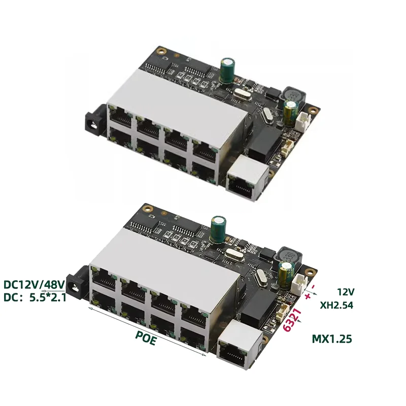 10-портовый модуль коммутатора Ethernet 100 Мбит/с плата проводной сети опционально PoE 48 В для игровой камеры ODM OEM