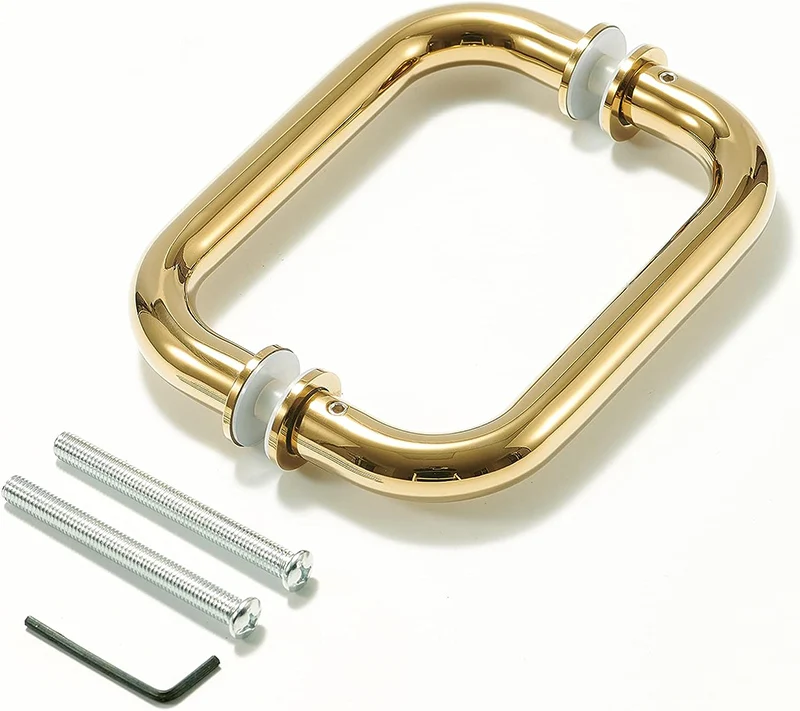 Foshan shower room handle 1 inch stainless steel round tube L-shaped handle glass door handle