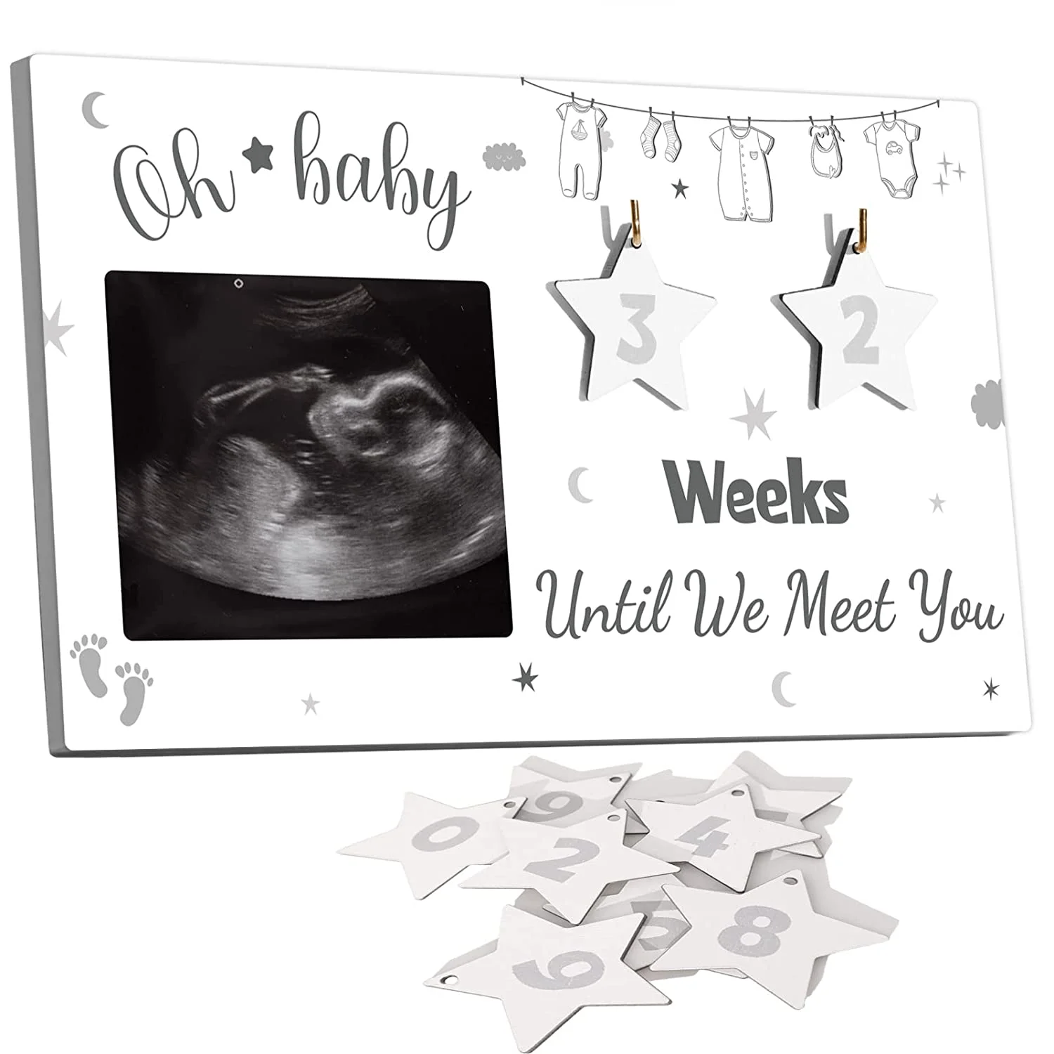 Expecting Parents to be Unique Gifts for Pregnant Women Ultrasound Sonogram Picture Frame with Baby Countdown Weeks Elephant